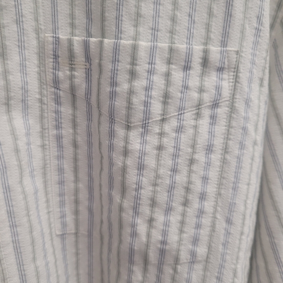 Faconnable Jeans Long Sleeve Button Up Shirt, Size Large, White with Stripes - Picture 5 of 10
